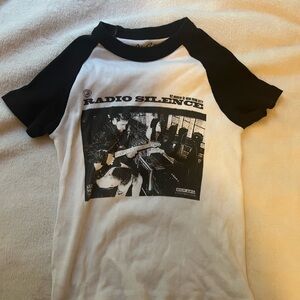 Brandy Melville Black and White Crop Top Raglan Style